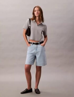 Bermuda décontracté en Denim mélangé lin Bermuda décontracté en Denim mélangé lin