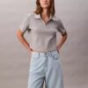 Bermuda décontracté en Denim mélangé lin