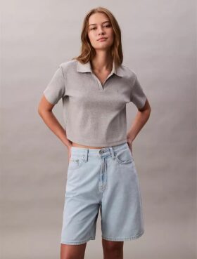 Bermuda décontracté en Denim mélangé lin Bermuda décontracté en Denim mélangé lin