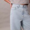Bermuda décontracté en Denim mélangé lin