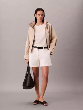 Bermuda plissé en sergé de coton Cotton Stretch