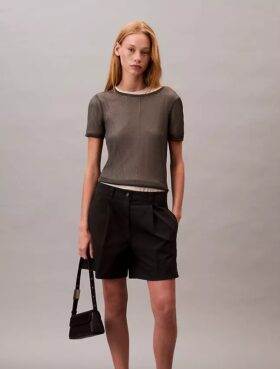 Bermuda plissé en sergé de coton Cotton Stretch