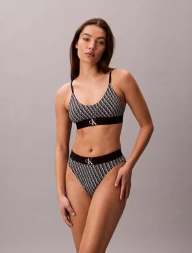 Bikini taille haute extensible en Microfiber à motif Monogram