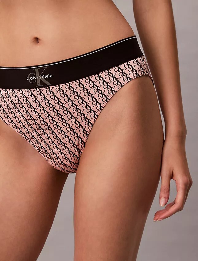 Bikini taille haute extensible en Microfiber à motif Monogram Bikini taille haute extensible en Microfiber à motif Monogram