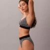Bikini taille haute extensible en Microfiber à motif Monogram Bikini taille haute extensible en Microfiber à motif Monogram