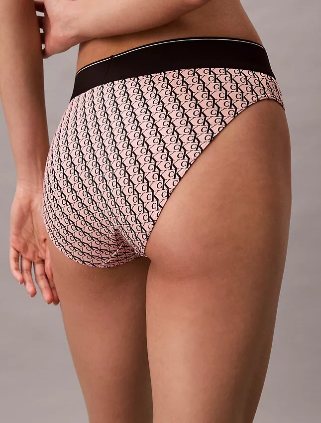 Bikini taille haute extensible en Microfiber à motif Monogram Bikini taille haute extensible en Microfiber à motif Monogram