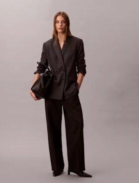 Blazer ample en laine mélangée à motif pied-de-poule