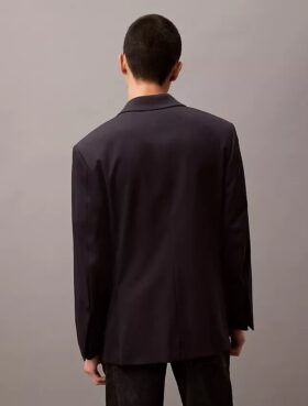Blazer croisé en gabardine de laine mélangée Blazer croisé en gabardine de laine mélangée