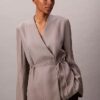 Blazer croisé en jacquard de viscose