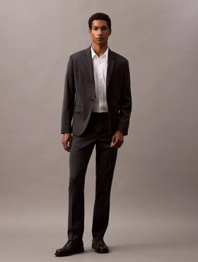 Blazer à simple boutonnage en laine mélangée Blazer à simple boutonnage en laine mélangée