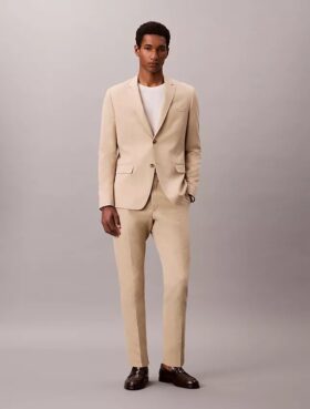Blazer slim en mélange de lin