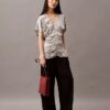 Blouse en satin froissé imprimé Blouse en satin froissé imprimé