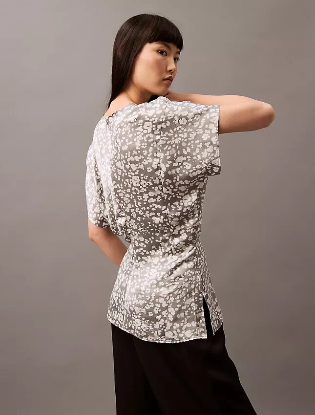 Blouse en satin froissé imprimé Blouse en satin froissé imprimé
