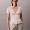 Blouse en satin imprimé à encolure en V Blouse en satin imprimé à encolure en V