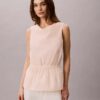 Blouse sans manches en popeline de coton