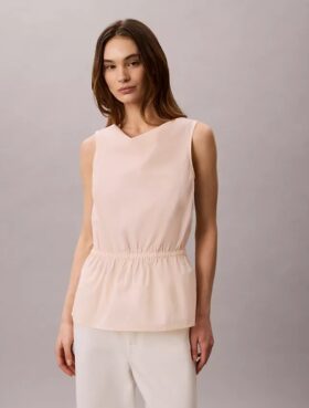 Blouse sans manches en popeline de coton
