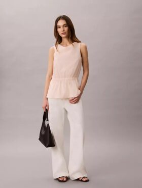 Blouse sans manches en popeline de coton