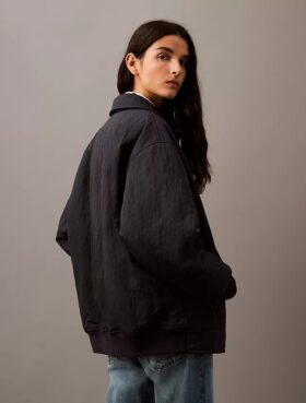 Blouson aviateur en nylon froissé Blouson aviateur en nylon froissé