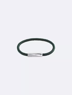 Bracelet en cuir avec plaque d&rsquo;identification biseautée