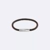 Bracelet en cuir avec plaque d&rsquo;identification biseautée