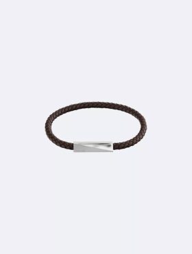 Bracelet en cuir avec plaque d&rsquo;identification biseautée