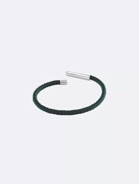 Bracelet en cuir avec plaque d&rsquo;identification biseautée