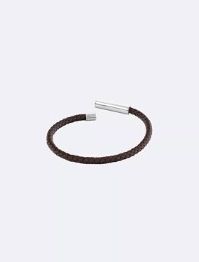 Bracelet en cuir avec plaque d&rsquo;identification biseautée