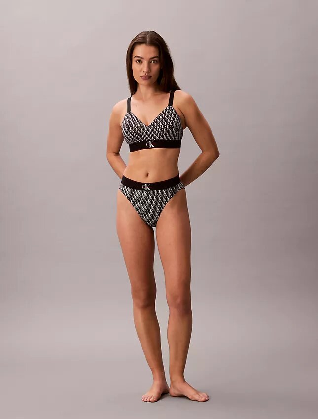 Bralette en microfibre extensible à motif Monogram, légèrement doublée Bralette en microfibre extensible à motif Monogram, légèrement doublée