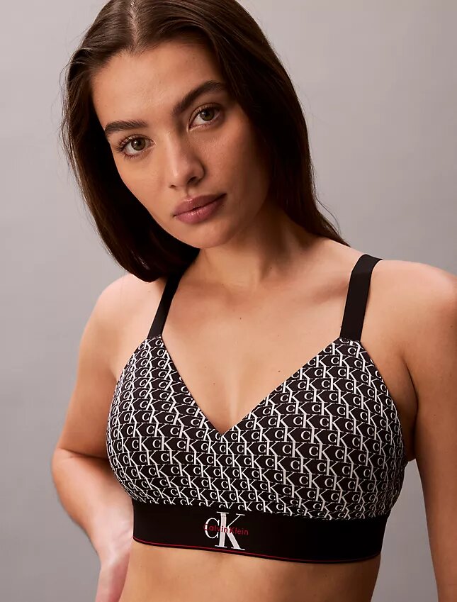 Bralette en microfibre extensible à motif Monogram, légèrement doublée Bralette en microfibre extensible à motif Monogram, légèrement doublée