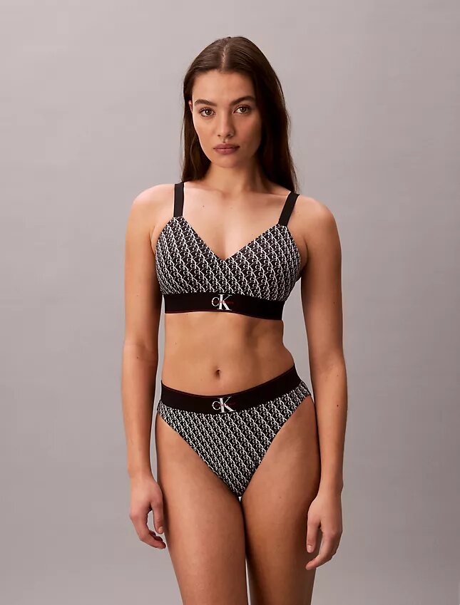 Bralette en microfibre extensible à motif Monogram, légèrement doublée Bralette en microfibre extensible à motif Monogram, légèrement doublée