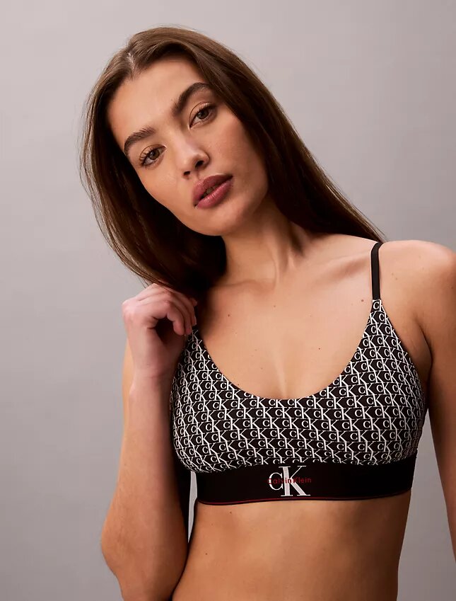 Bralette extensible en Microfiber à monogramme graphique, Unlined Bralette extensible en Microfiber à monogramme graphique, Unlined
