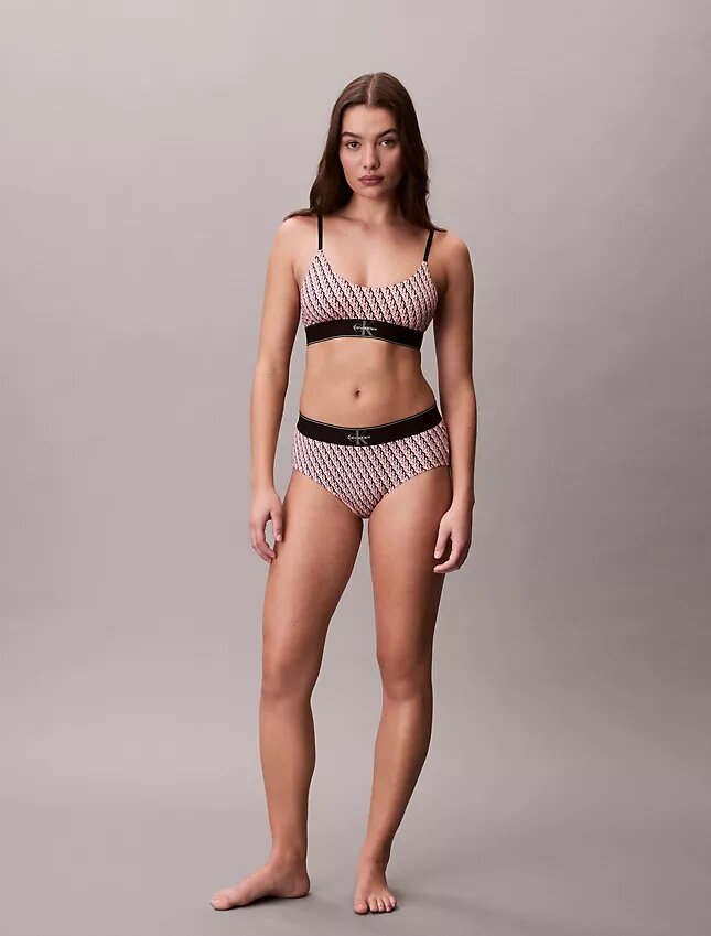 Bralette extensible en Microfiber à monogramme graphique, Unlined Bralette extensible en Microfiber à monogramme graphique, Unlined