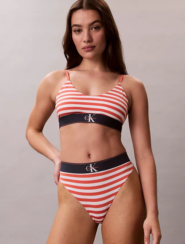 Bralette extensible en Microfiber à monogramme graphique, Unlined Bralette extensible en Microfiber à monogramme graphique, Unlined