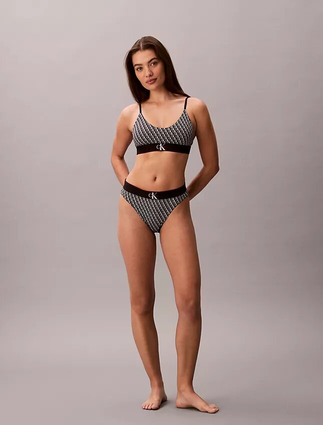 Bralette extensible en Microfiber à monogramme graphique, Unlined Bralette extensible en Microfiber à monogramme graphique, Unlined