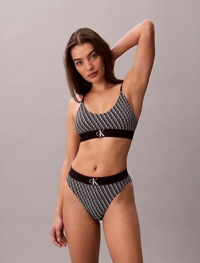 Bralette extensible en Microfiber à monogramme graphique, Unlined Bralette extensible en Microfiber à monogramme graphique, Unlined