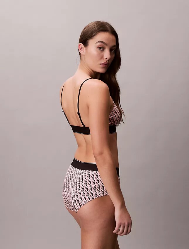 Bralette extensible en Microfiber à monogramme graphique, Unlined Bralette extensible en Microfiber à monogramme graphique, Unlined