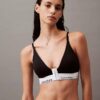 Bralette triangle à fermeture sur le devant, légèrement doublée, en coton et Modal Icon