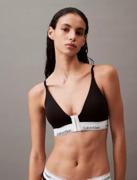 Bralette triangle à fermeture sur le devant, légèrement doublée, en coton et Modal Icon
