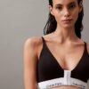 Bralette triangle à fermeture sur le devant, légèrement doublée, en coton et Modal Icon