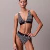 Bralette triangle légèrement doublée en Microfiber extensible avec monogramme graphique Bralette triangle légèrement doublée en Microfiber extensible avec monogramme graphique