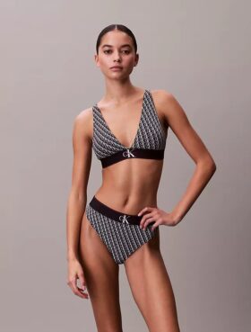 Bralette triangle légèrement doublée en Microfiber extensible avec monogramme graphique Bralette triangle légèrement doublée en Microfiber extensible avec monogramme graphique
