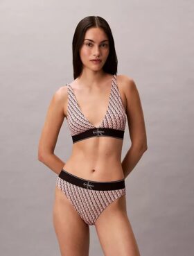 Bralette triangle légèrement doublée en Microfiber extensible avec monogramme graphique Bralette triangle légèrement doublée en Microfiber extensible avec monogramme graphique