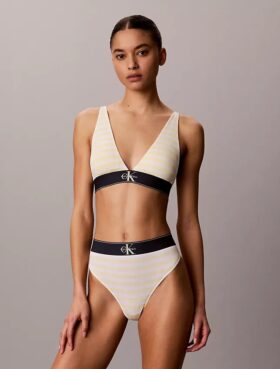 Bralette triangle légèrement doublée en Microfiber extensible avec monogramme graphique Bralette triangle légèrement doublée en Microfiber extensible avec monogramme graphique