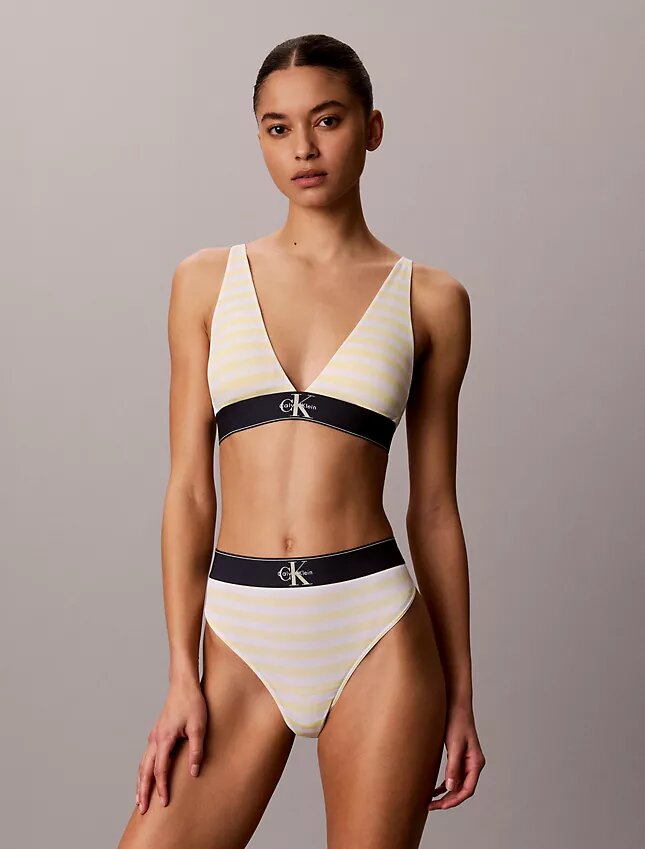 Bralette triangle légèrement doublée en Microfiber extensible avec monogramme graphique Bralette triangle légèrement doublée en Microfiber extensible avec monogramme graphique