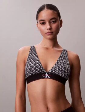 Bralette triangle légèrement doublée en Microfiber extensible avec monogramme graphique Bralette triangle légèrement doublée en Microfiber extensible avec monogramme graphique