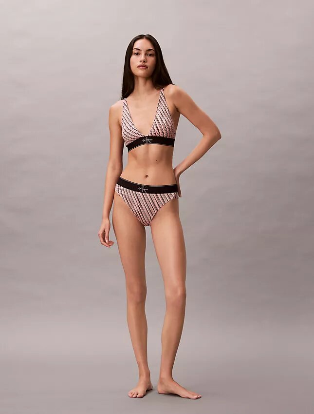 Bralette triangle légèrement doublée en Microfiber extensible avec monogramme graphique Bralette triangle légèrement doublée en Microfiber extensible avec monogramme graphique