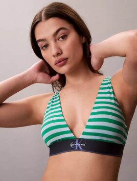 Bralette triangle légèrement doublée en Microfiber extensible avec monogramme graphique Bralette triangle légèrement doublée en Microfiber extensible avec monogramme graphique