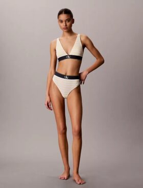 Bralette triangle légèrement doublée en Microfiber extensible avec monogramme graphique Bralette triangle légèrement doublée en Microfiber extensible avec monogramme graphique