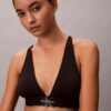 Bralette triangle légèrement doublée en Microfiber extensible avec monogramme graphique Bralette triangle légèrement doublée en Microfiber extensible avec monogramme graphique