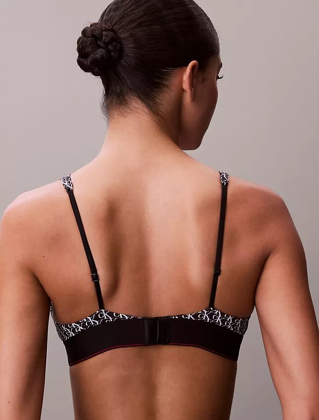 Bralette triangle légèrement doublée en Microfiber extensible avec monogramme graphique Bralette triangle légèrement doublée en Microfiber extensible avec monogramme graphique